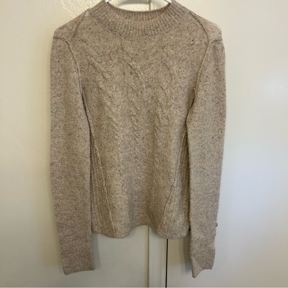 Free People Oatmeal Cable Knit Sweater Multicolor Thread Size Small Cozy